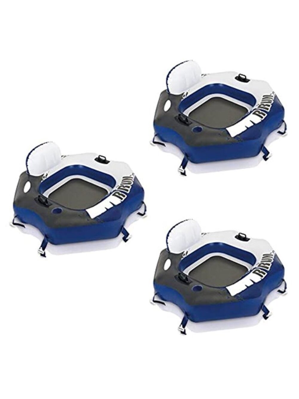 Intex Adult Inflatable River Tube Pool Float With Backrest Cup Holder 3 Pack